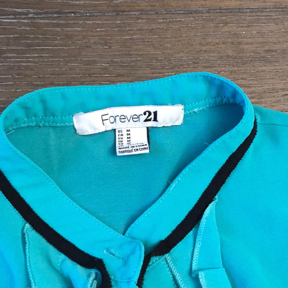 Tiffany Blue ruffle cap sleeve shirt - Picture 3 of 3